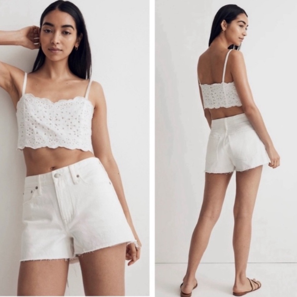 Madewell Relaxed White Denim Shorts High Waist Size 32